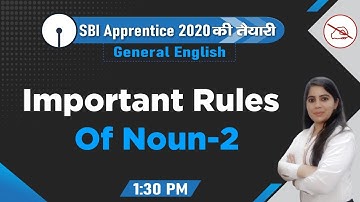 SBI APPRENTICE SERIES | English | Noun | By Palak Mahendras | 1:30 pm