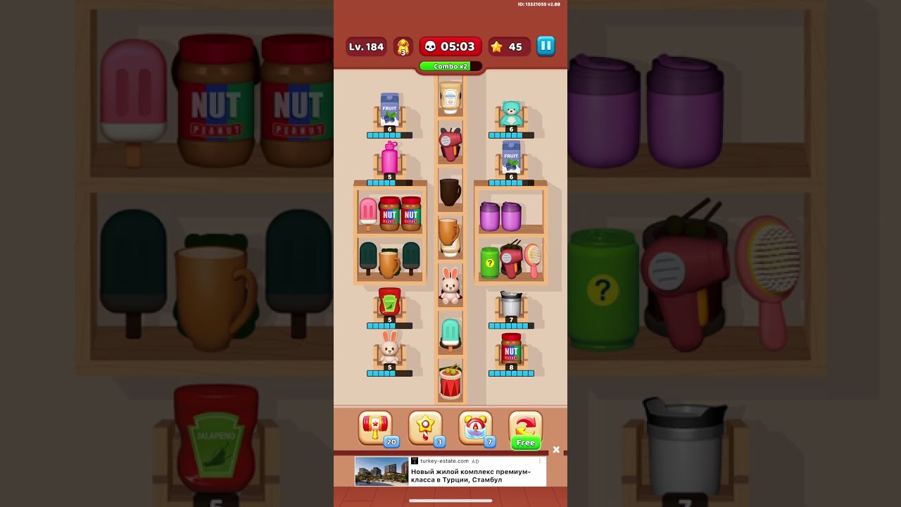 Goods Sorting Match 3 | Level 184 | Hard level | NO BOOSTERS 