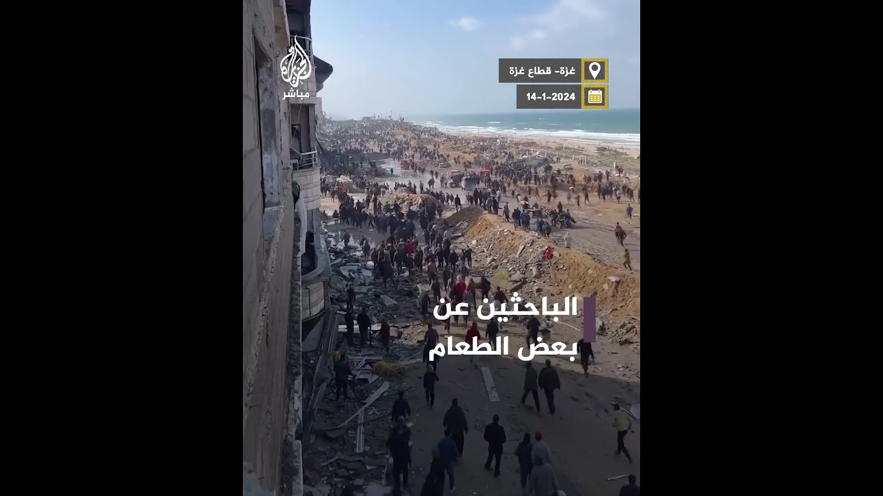فلسطينيين يبحثون عن لقمة الطعام بغزة يفرقهم جيش الاحتلال بإطلاق النار