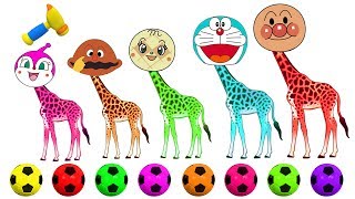 learn colors with giraffe anpanman soccer ball anpanman