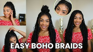 Quick and EASY BOHO Braids with human hair | |JALIZA tangleless boho braids full lace wig