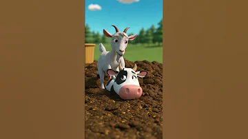ماعز صغير ينقذ بقرة صغيرة من الوحل Baby Goat Saves Cow From Manure Shorts 