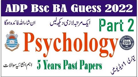 BSC BA Applied phycology Part 2 Past Papers Guess Papers 2022 Learn With Nidi #punjabuniversity #uos