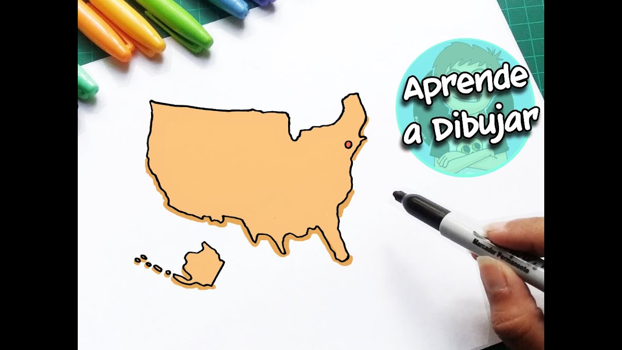 Como Dibujar el Mapa de Estados Unidos sin nombres | Dibustrador Studio -  YouTube