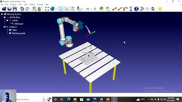 Robot welding simulation using RoboDK Simulation software.