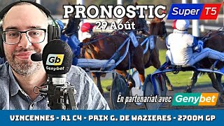 🔴 Quinté / Super Top 5 Forecast Saturday, August 29, 2026. Vincennes 🔴 Prix Gaston de Wazières