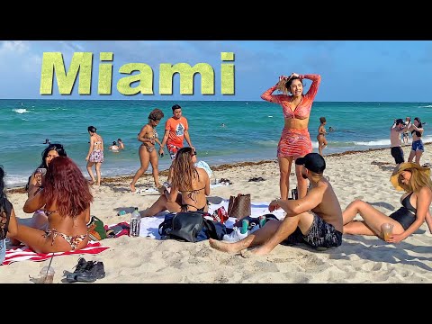 4K VIDEO BEACH WALK in South Beach MIAMI Florida USA travel