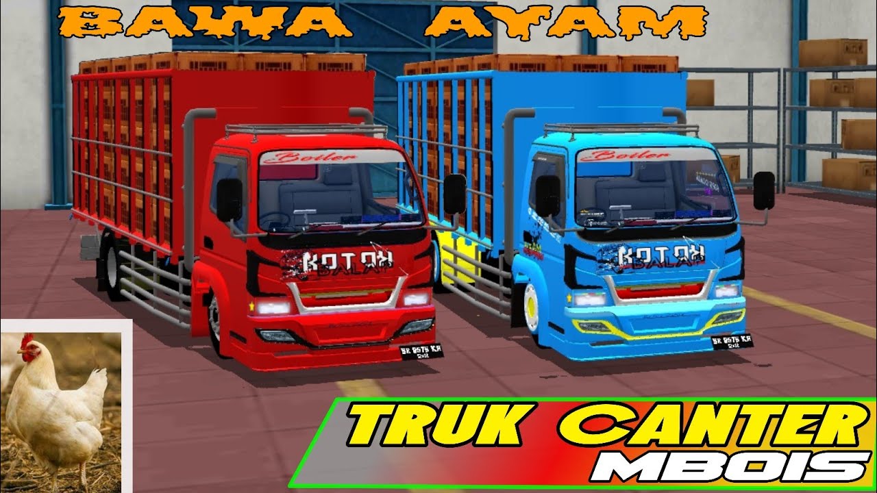 review  mod bussid TRUK  CANTER BAWA  AYAM  terbaru  mod 