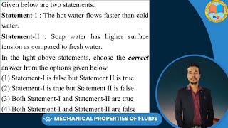 Given Below Are Two Statements Statement-I The Hot Water Flows Faster Than Cold Water. Statement