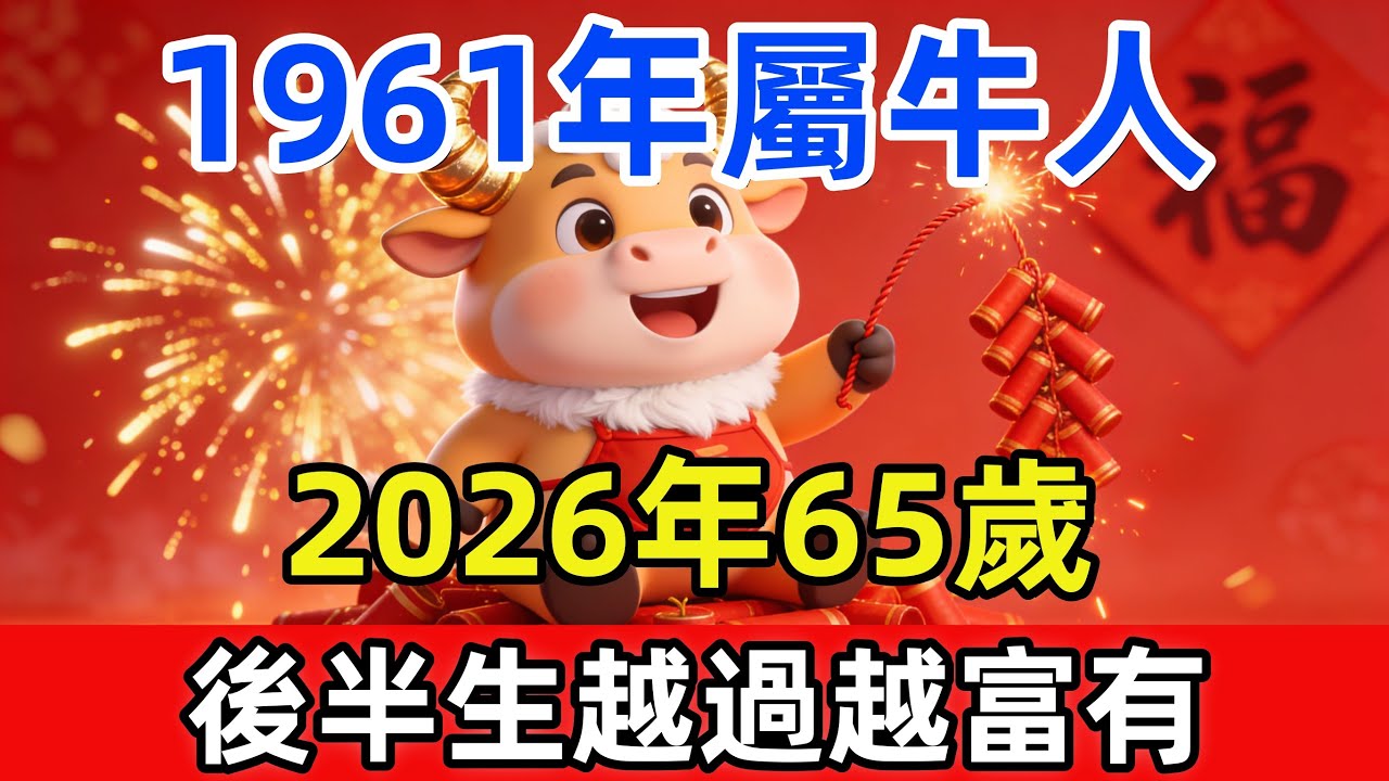 1961年屬牛人：2026年65歲，福祿雙全、貴人環繞，家運齊旺，後半生越過越富有！