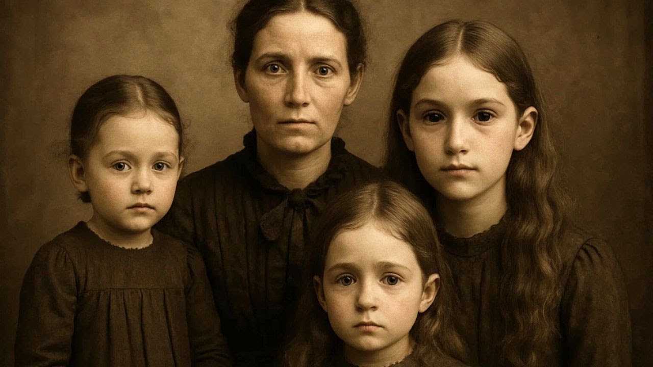 Una madre con sus tres hijas en 1889 —al hacer zoom en los ojos de la ...