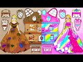 Paper Dolls Dress Up - Rainbow Rapunzel VS Poor Rapunzel Quietbook - Barbie
