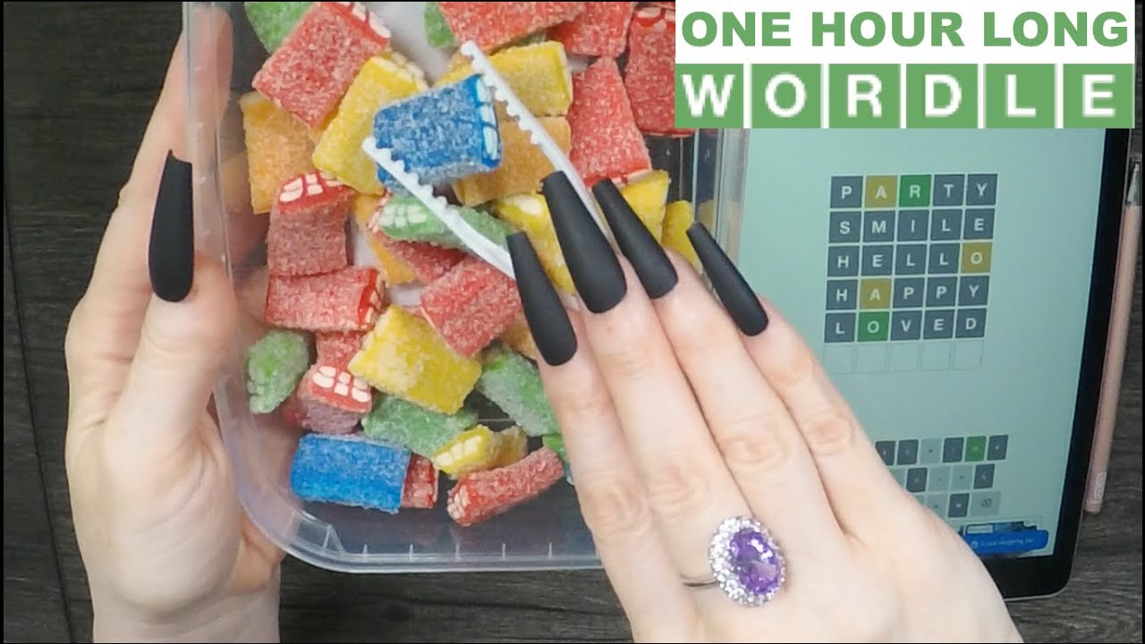 ASMR WORDLE & Gummy Candy On iPad | ONE HOUR LONG | Whispered Game Play Eat With Me