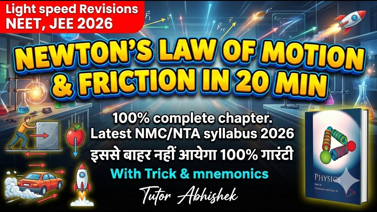 Newton’s Laws of Motion & friction Revision in 20 Minutes | NEET 2026 | JEE 2026