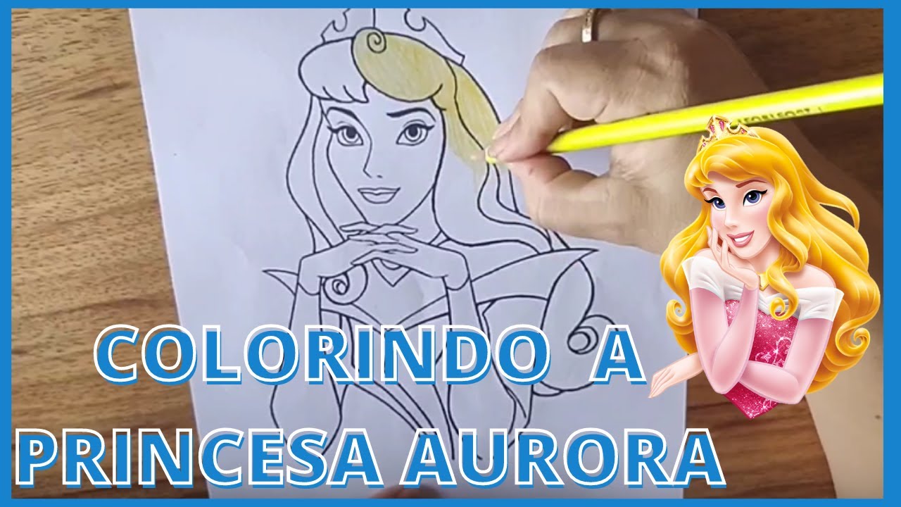 Pinturas Desenho de criança Vestido de Princesas Disney Aurora Paint A Bela  Adormecida DESENHOLANDIA 