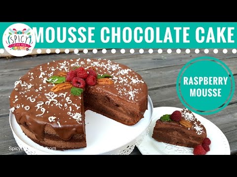 Chocolate Cake with Mousse and Raspberries | Healthy Recipes - Spicy Latina Mom