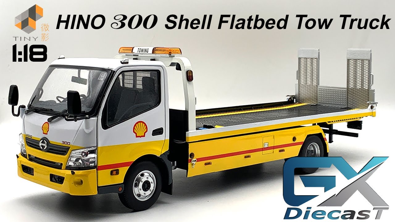 1/18 TINY HINO 300 Shell Flatbed Tow Truck - YouTube