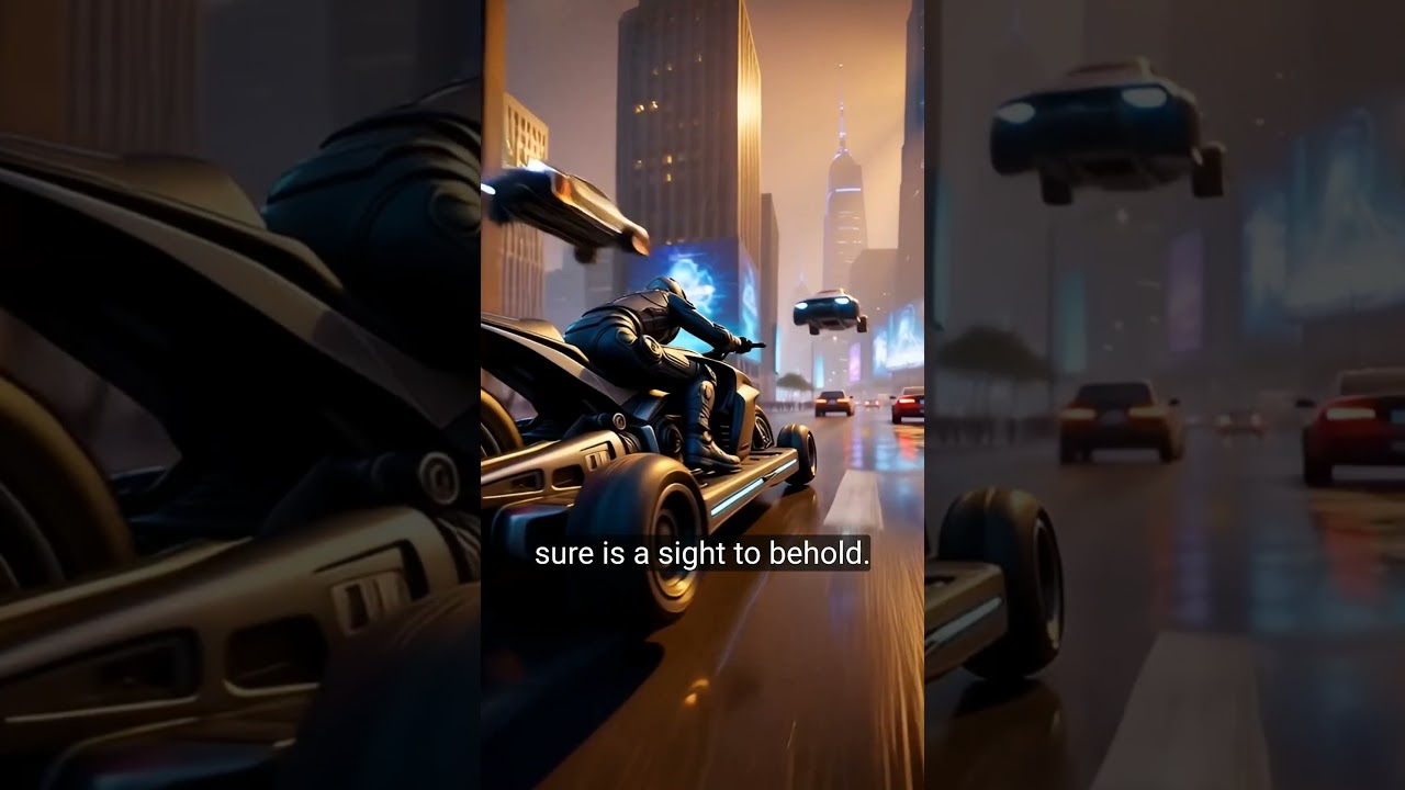 Hoverbike Speeds Through Cyberpunk Megacity at Night 🌧️   