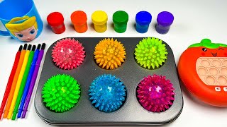Oddly Satisfying Video | How I Made 6 PRICKIY Balls a Rainbow PopIt Magic Paints Cup & Cutting ASMR