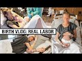 BIRTH VLOG! REAL LABOR + DELIVERY- Husband almost missed baby birth!