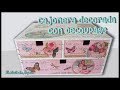 Como decorar Cajonera de madera nueva o reciclada  con decoupage, papel de arroz y stencils