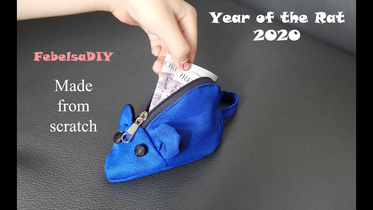 V040 How to make Mouse Coin Purse (free pattern) |  hướng dẫn may ví chuột (rập miễn phí)