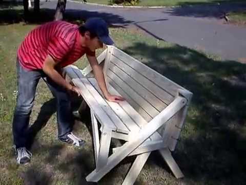 Picnic bench 2 in 1 . kerti pad es asztal egyben . youtube