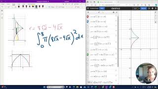 Using Desmos to solve Volume problems in calculus 2