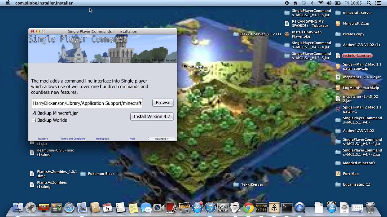 how to install single player commands minecraft 1.5.1 mac - YouTube