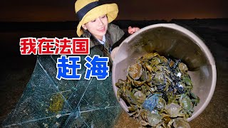 在法国赶海螃蟹泛滥没人吃捕10斤做香辣蟹 | 趕海 | 法国生活 | 抓螃蟹 | 法国vlog | 蟹笼 |