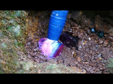 The magical blue-violet crystals, red crystals, and blue crystals were mined in the wild