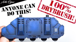 How to paint Ultramarines Rhino: NO airbrush needed! Warhammer40k highquality vehicle drybrushing