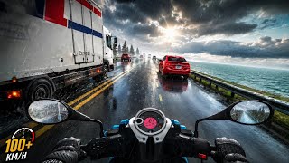 Traffic Rider | Heavy Rain Bike Ride | Endless Highway Gameplay screenshot 3