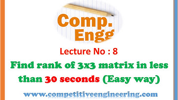 Easy method to find the rank of 3x3 matrix -Find within 30 Seconds,GATE IES Video lectures