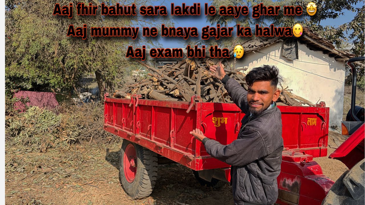 Aaj fhir se bahut sara lakdi le aaye tractor ke trolly se bhar ke exam bhi tha 🤩😥 