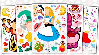 ALICE IN WONDERLAND STICKER BOOK MAKEOVER | CHESHIRE CAT, HATTER, WHITE RABBIT FUN STICKER ACTIVITY