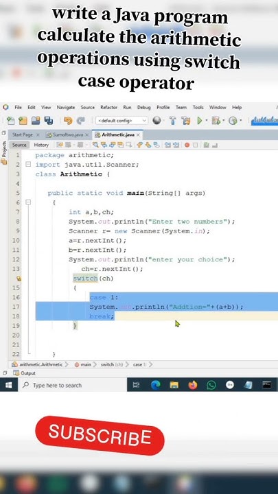 Write a Java program to calculate arithmetic operations using switch ...