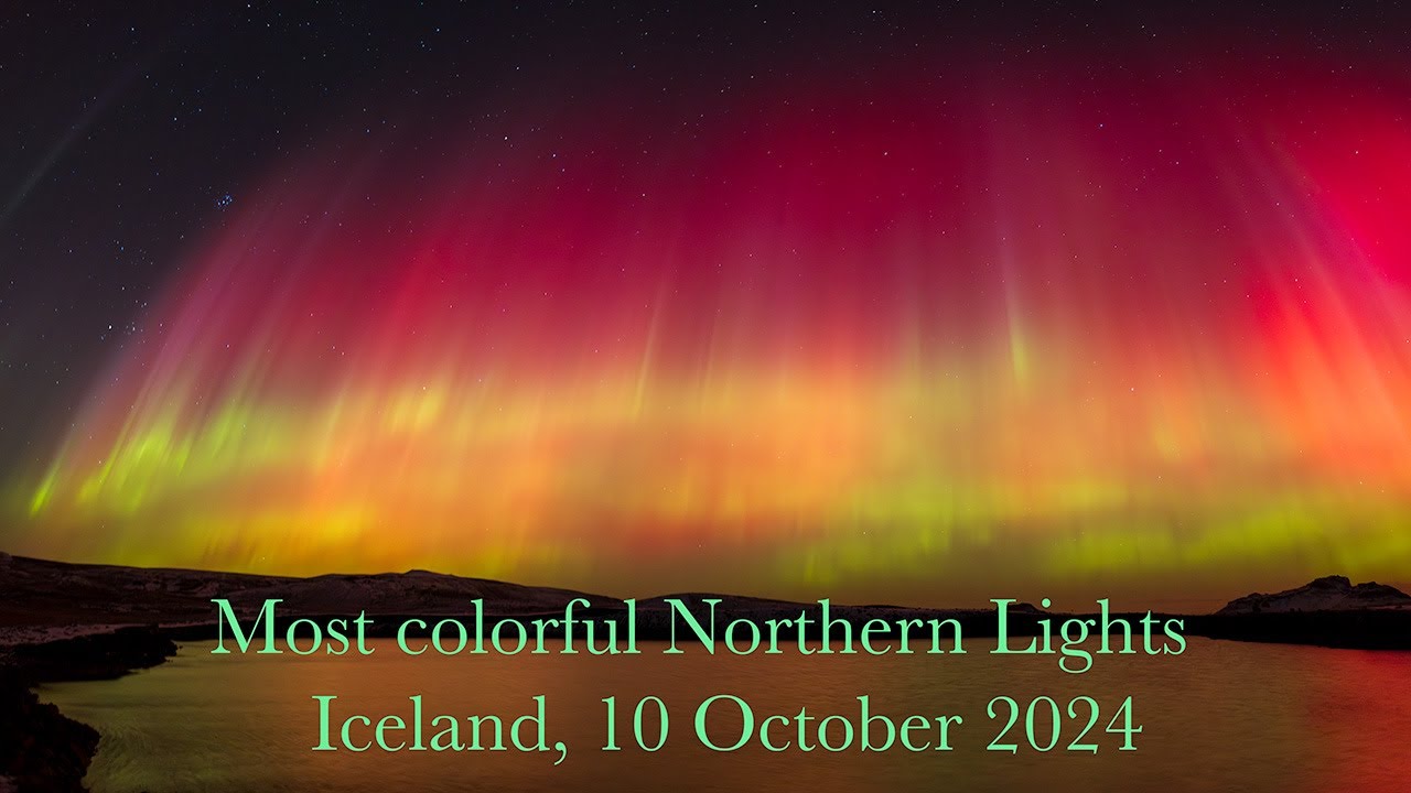 Most colorful Northern Lights, real time aurora in Iceland - YouTube