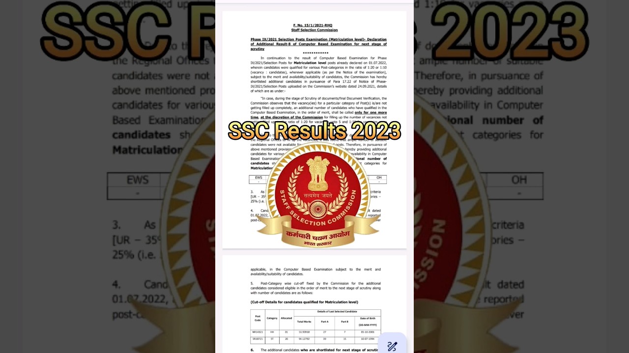 ssc phase ix results 