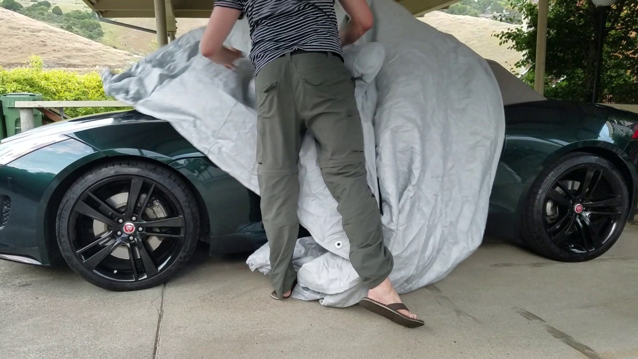 OEM Jaguar F-Type car cover, and a sloppy quick demo. 