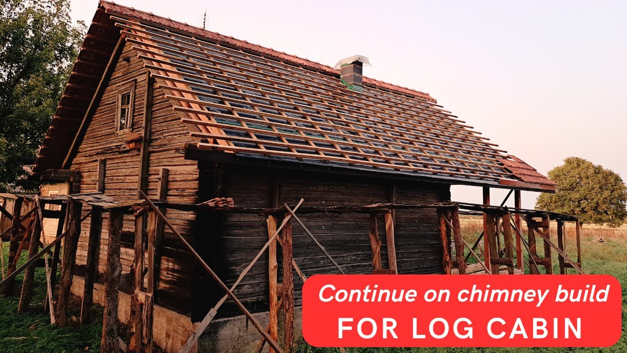 Winter Cabin Maintenance Installing Chimney for Off Grid Log Cabin in ...