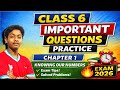 Class 6 maths chapter 1 important questions sessions 🔥🔥