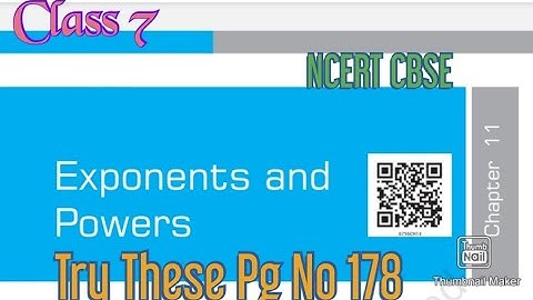 Exponents & Powers: Try These Page No. 178 | (Mathematics) | Chapter 11 | Class  7| NCERT CBSE