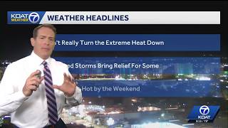 Heat Advisory issued again today for Albuquerque, also watching for better chance of PM storms