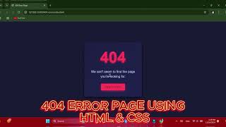 Create A Stunning 404 Error Page With Html Css Modern Web Design Tutorial Farhan Code Corner
