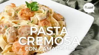 PASTA CREMOSA CON CAMARONES - FETTUCCINE ALFREDO CON CAMARONES 🍤 |  ÑAM! Recetas