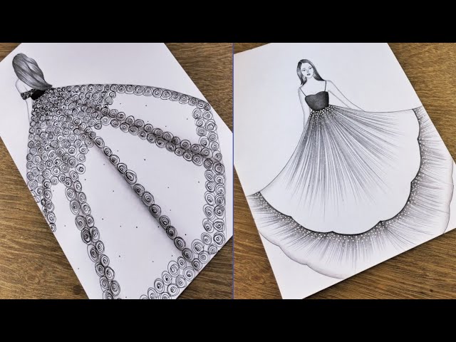 Doll Dress Drawing | How to Draw Barbie Dress | Paper Dolls Dresses | Easy  Drawings for Kids & Girls - YouTube