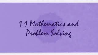 1.1 Math and Problem Solving (part 1)