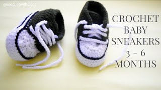 Crochet CONVERSE BABY BOOTIES for 3 - 6 month babies.