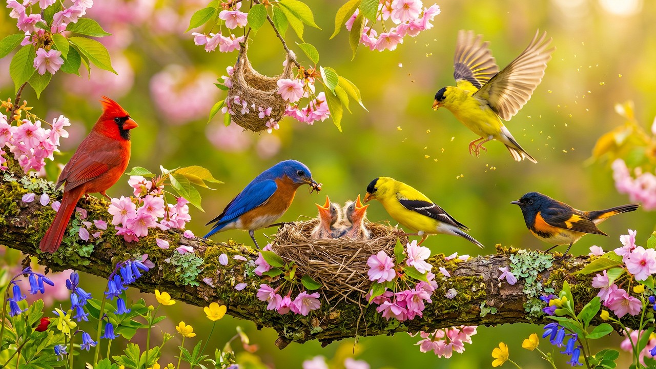 Spring Noises 🌸 Spring Birdsong & Gentle Piano 🎹 Relaxing Nature Sounds for Sleep ...